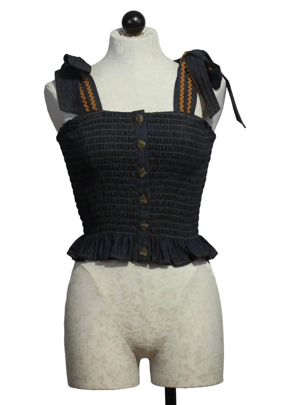 NEW EMILY LOVELOCK women's ivy blouse in blue